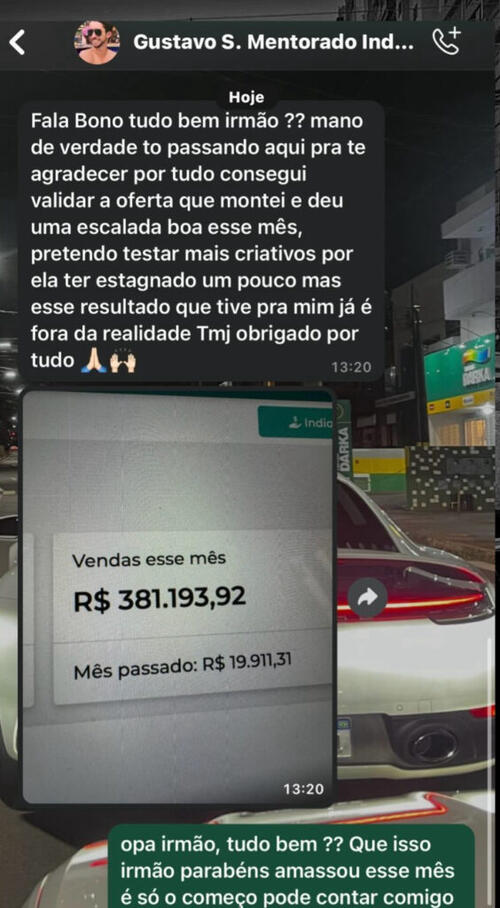 Print do depoimento de Gustavo